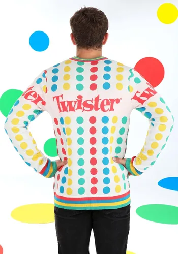 Vista 4 de Hasbro Games Twister Ugly Sweater for Adults, Board Game Knitted Crewneck Sweatshirt with Functioning Spinner