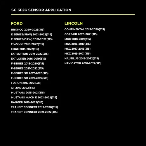 Vista 5 de GULLER TPMS - Sensor de presión de neumáticos de 315 MHz, paquete de 4 unidades Preprogramado para ciertos modelos de vehículos Ford o Lincoln