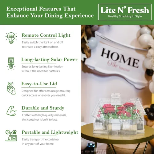Vista 5 de Lite N' Fresh Juego de cajas de contenedores, decoración del hogar en forma de casa con luz solar, centro de mesa para comedor y cocina, elegante