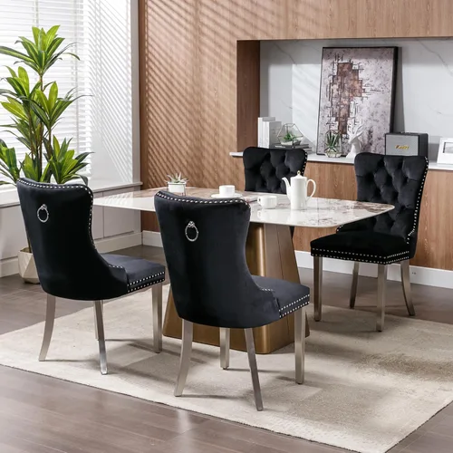 Vista 152 de ODUSE-DAILY - Juego de 2 sillas de cocina y comedor de terciopelo beige, con capitoné, tapizadas en terciopelo, estructura de madera maciza