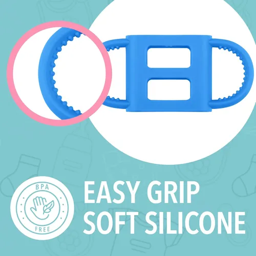 Vista 5 de Impresa Paquete de 3 asas para biberones – Compatible con botellas Dr. Brown – Silicona transparente sin BPA – Soporte de fácil agarre
