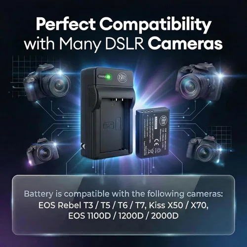 Vista 8 de BM Premium Kit de batería y cargador LP-E10 para Canon EOS Rebel T3, T5, T6, T7, T100, Kiss X50, Kiss X70, EOS 1100D, EOS 1200D, EOS 1300D, EOS