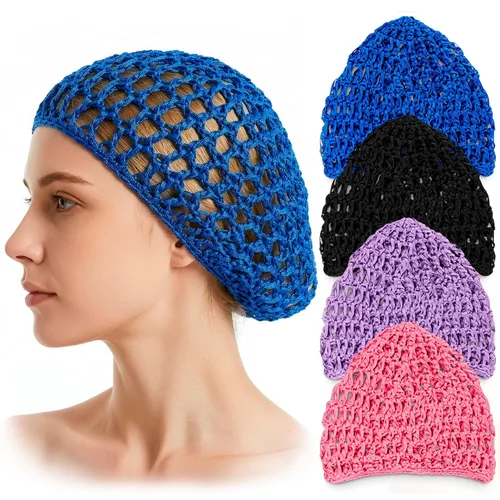 4 redes para el cabello para dormir, 5.5 x 7 pulgadas, ligeras, transpirables, de malla de viscosa, suaves, cómodas para uso a largo plazo, hechas a