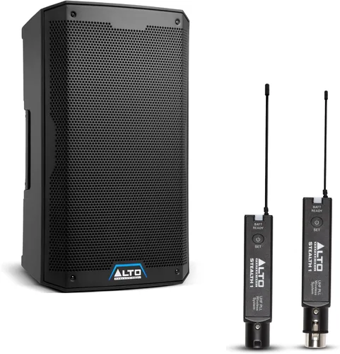 ALTO TS410 2000W Paquete de altavoces PA alimentados de 10 pulgadas con receptor de micrófono XLR y transmisor para actuaciones en vivo, eventos