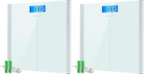Vista 12 de Etekcity Báscula Digital de Peso Corporal para Baño, Pantalla LCD Azul Grande con Retroiluminación, Mediciones de Alta Precisión, Vidrio Templado