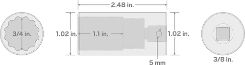 Vista 4 de TEKTON Llave de impacto de 12 puntos de 38 pulgadas x 34 pulgadas de profundidad SID13219 (paquete de 2)