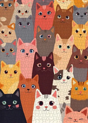 Vista 12 de Rompecabezas de gato abstracto – 1000 piezas de rompecabezas abstractos de gatitos para adultos, rompecabezas de papel de gato artístico