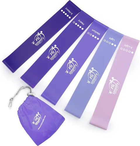 Vista 7 de Bandas de ejercicios de bucle de resistencia de Fit Simplify con guía de instrucciones y bolsa de transporte, juego de 5