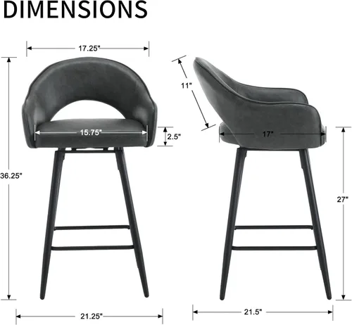 Vista 39 de DUOMAY Juego de 2 taburetes de bar giratorios, modernos taburetes de altura de mostrador de 26 pulgadas, silla de isla de cocina tapizada de Blanco