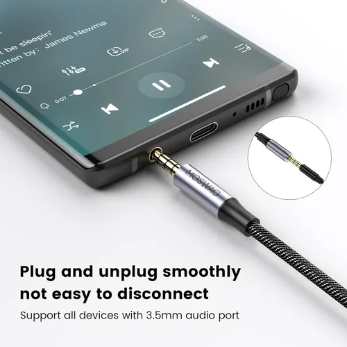 Vista 4 de MOSWAG Cable de extensión de 3.28 pies/1 metro de 3.5mm macho a hembra, cable de audio estéreo de nailon trenzado compatible con estéreos
