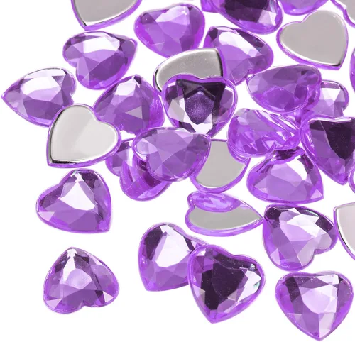 Vista 15 de MECCANIXITY 40 piezas de cuentas de acrílico con forma de corazón, 12 mm, con parte trasera plana, gemas de plástico para joyería, pegatinas