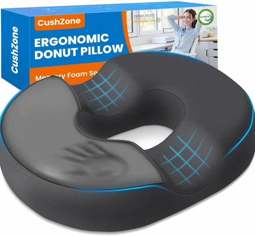 Vista 9 de CushZone Almohada de Dona para Postparto y Embarazo - Grandes Cojines Ergonómicos para Silla, Cojín para Silla de Oficina, Almohada Respirable