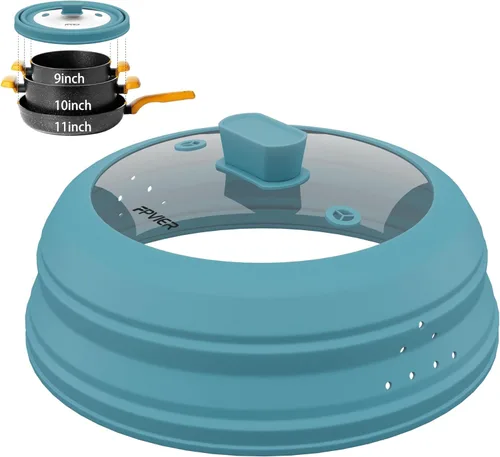 Vista 11 de Cubierta para salpicaduras de microondas, cubierta plegable de silicona para placa de microondas con vidrio para tapa protectora de salpicaduras