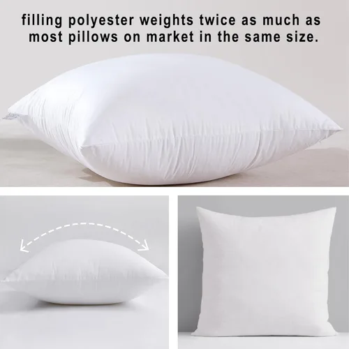 Vista 2 de HITO 12x20 Insertos de almohada (Juego de 2) - Fundas de almohada decorativas 100% algodón con relleno de alternativa al plumón, color blanco