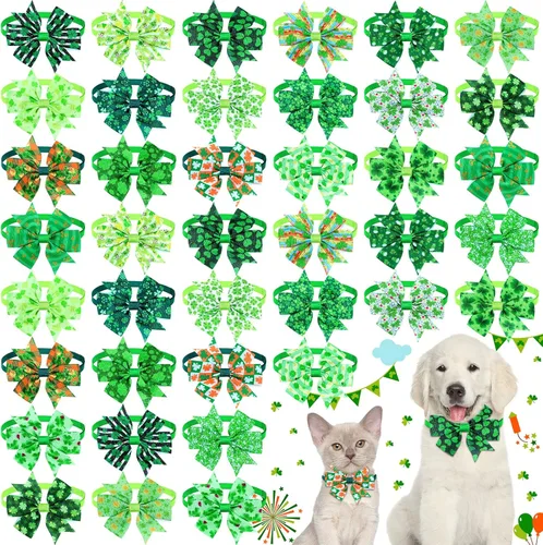 40 pajaritas para el día de San Patricio para perros gatos corbatines básicos para cachorros accesorios para el cuello del gatito para festivales