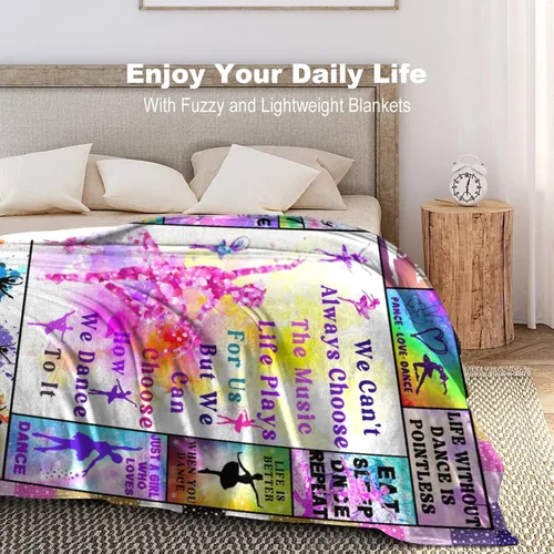 Vista 6 de Manta de baile suave y acogedora para cama, sofá, manta temática de baile, regalos de cumpleaños para adolescentes, niñas, profesores, mujeres, 50 x
