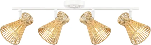 Vista 5 de Globe Electric 64000050 - Lámpara de riel de 28" con 4 luces, color blanco mate, pantallas de cuerda natural, luz de techo, pantalla pivotante