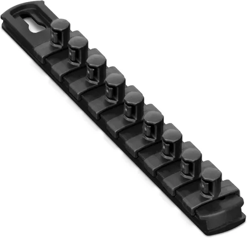 Organizador de enchufes magnético Ernst Manufacturing de 8 pulgadas con clips de bloqueo giratorio de 9 3/8 pulgadas, negro (8427M-Black-3/8)