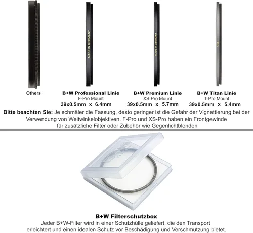 Vista 8 de Filtro de protección transparente B + W para lente de cámara, soporte Titan ultra delgado (T-PRO), 007, HTC, 16 capas multiresistentes y nano
