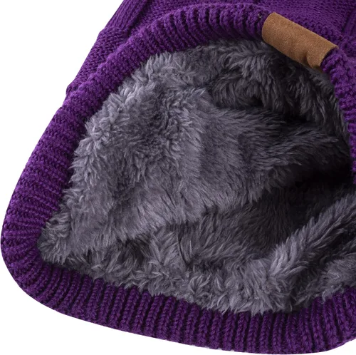 Vista 137 de REDESS Gorro de lana para hombres y mujeres, gorros de invierno cálidos de punto holgados y gruesos tipo calavera A1 negro