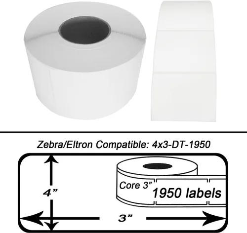 HOUSELABELS Etiquetas de envío de 4 x 3 pulgadas en núcleo de 3 pulgadas compatibles con impresoras Zebra y Rollo, 1 rollo/1,950 etiquetas por rollo