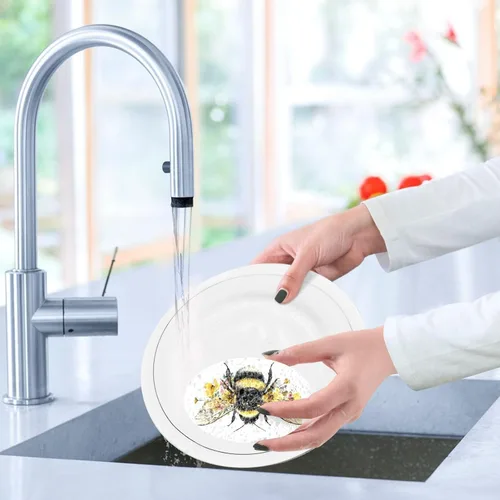 Vista 6 de Kcldeci Paquete de 3 esponjas de cocina esponjosas, esponjas de cocina de abejorro, esponja de microfibra antiarañazos para limpieza del hogar