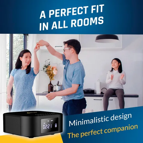 Vista 7 de KLIM Boombox E1 - Reproductor de CD portátil con subwoofer - Bajo extra, Bluetooth, radio FM, USB, AUX, MP3 - Batería recargable, modos con cable e