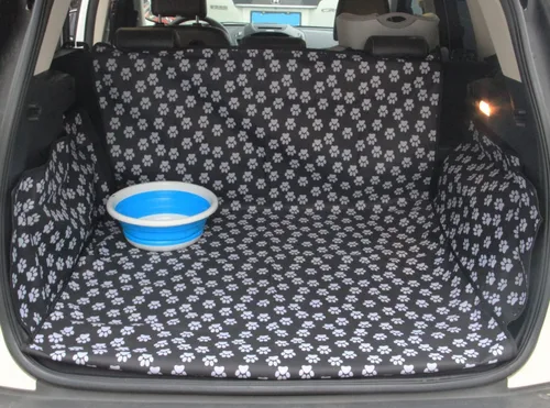 Vista 7 de Forro de carga para maletero de perro para mascotas, funda de asiento Oxford para automóvil, SUV, tapete impermeable para perros y gatos, accesorios