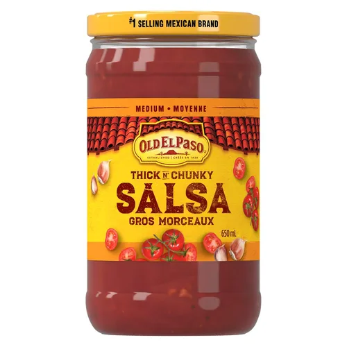 Vista 6 de Old El Paso Salsa mediana gruesa y gruesa, 22.0 fl oz/22 onzas, {Importada de Canadá}