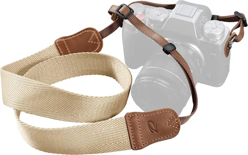 Vista 23 de Padwa Lifestyle Correa de Cámara Azul Verde Oscuro - Extremo de Cuero de Vaca Crazy Horse de Doble Capa, Correas de Cámara Tejidas de Algodón Puro