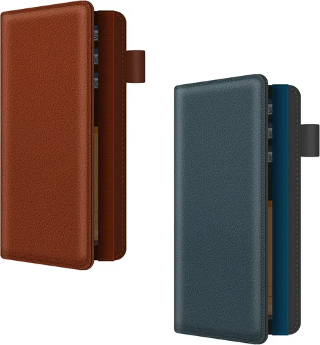 2 fundas para chequera Cuero impreso de calidad personal RFID bloqueo libro de cheques para tarjetas de crédito cartera para hombres y mujeres, L