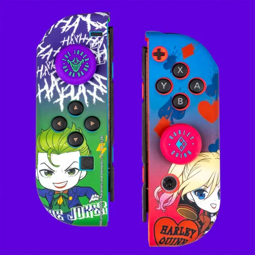 Vista 2 de FRTEC – Combo Pack Switch Joker and Harley Quinn, Compatible with Switch and OLED, Grips Protectors, Customization, Easy to Install
