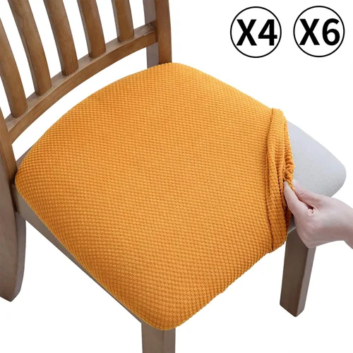 Vista 8 de Fuloon Juego de 4 fundas elásticas de asiento para sillas de comedor, de tela jacquard, fundas protectoras de asiento extraíbles y lavables