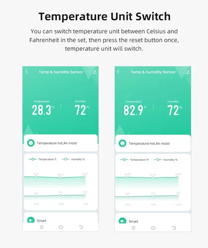 Vista 4 de Sensor de Temperatura y Humedad WiFi: Termómetro Higrómetro para Interiores con Alerta de Aplicación, Exportación Gratuita de Almacenamiento