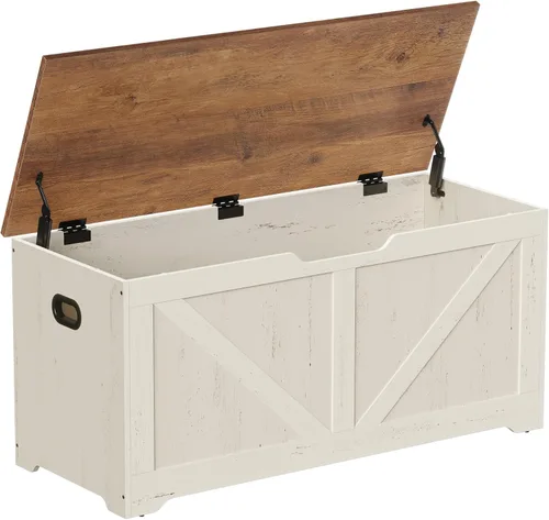 Vista 14 de VASAGLE - ULSB062T14 Cofre de almacenamiento, baúl de almacenamiento con 2 bisagras de seguridad, banco de almacenamiento, banco para zapatos