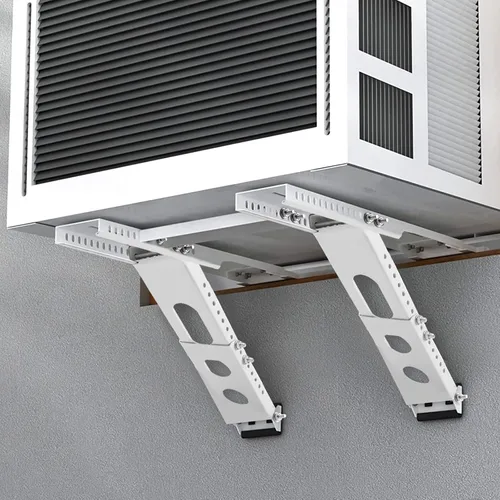 Vista 9 de Soporte de CA para ventana sin taladro, soporte ajustable para ventanas de colgado simple/doble, acero recubierto de epoxi resistente que soporta