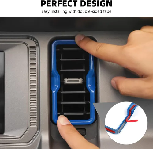 Vista 4 de para salida de aire acondicionado de Bronco, 4 piezas de cubierta de anillo de ventilación de salpicadero de consola central compatible con Azul