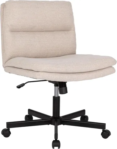 Vista 6 de Okeysen Criss Cross Chair with Wheels, Armless Wide Seat Cross Legged Comfy Office Desk Chair, Height Adjustable Swivel Computer Task Chairs for