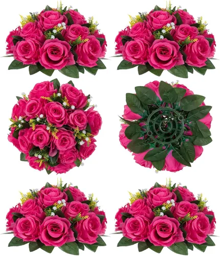 Vista 37 de BLOSMON Bolas de Flores para Bodas, Centros de Mesa de Rosas, 2 Piezas, Flores Artificiales Negras, Bolas Florales Colgantes, Decoración de Arreglos