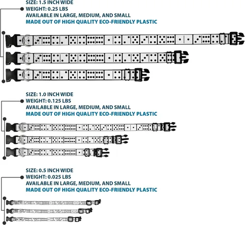 Vista 3 de Buckle-Down PC-W30488-L Dominos - Collar de clip de plástico blanco/negro, grande, 15-26 pulgadas