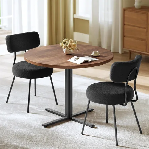 Vista 12 de VASAGLE Juego de mesa de comedor, mesa de comedor redonda con 2 sillas de cocina tapizadas, para espacios pequeños, cocina, sala de estar, marco
