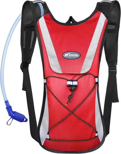 Vista 10 de KUYOU Running Hydration Vest - Lightweight Insulated Hydration Backpack with 2L Water Bladder, Adjustable Chest Straps and Reflective Water Backpack