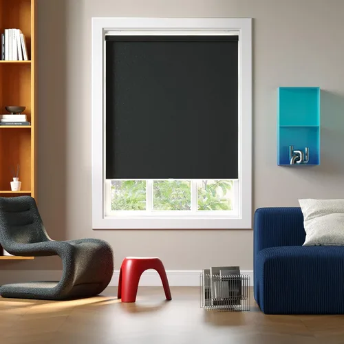 Vista 15 de Persianas enrollables opacas sin cordón para oscurecer la habitación, persianas enrolladas con sistema de resorte, protección UV, persianas de Blanco