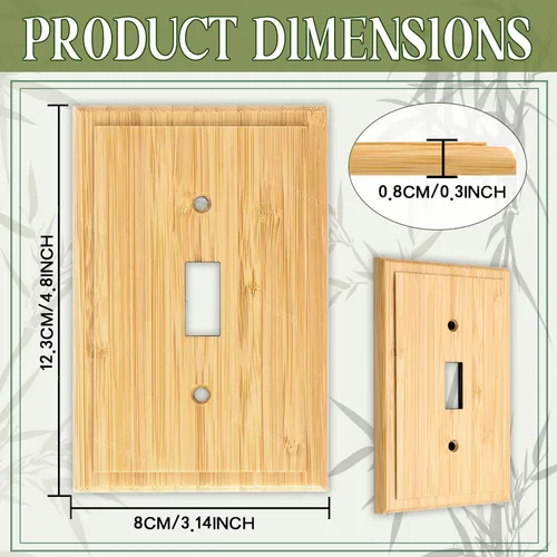 Vista 2 de Placa de interruptor de luz de palanca simple de madera maciza de 4.8 x 3.14 pulgadas, cubierta de interruptor de luz de calidad de madera cruda