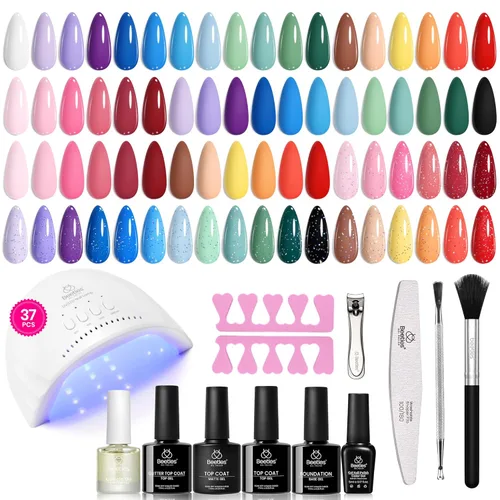 Vista 30 de Beetles - Kit de esmalte de uñas de gel con luz UV – 80 piezas de encantamiento de color, kit de iniciación de esmalte de gel de 55 colores con capa
