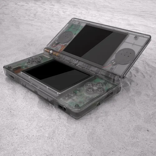 Vista 7 de eXtremeRate Carcasa completa de repuesto negra transparente para Nintendo DS Lite, funda de consola de mano personalizada con botones, lente