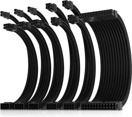 Vista 20 de AsiaHorse Cable con funda de fuente de alimentación profesional 16 AWG, cable de extensión de fuente de alimentación blanco, kit de doble EPS de 1 x