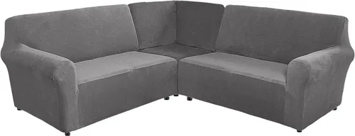 Vista 19 de MIFXIN Funda para sofá seccional, 2 piezas, elásticas de 3 asientos, en forma de L, fundas elásticas impresas para sofá seccional, protector de Negro