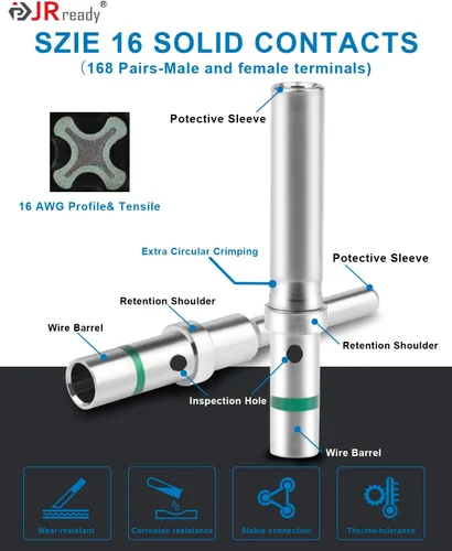 Vista 7 de JRready ST6110 Deutsch Kit de Conectores, DT Impermeable Conectores 2 3 4 6 8 12 Pin, Herramienta de Crimpado Deutsch Azul 14-22AWG, Contactos