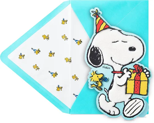 Vista 9 de Hallmark Paper Wonder Peanuts - Tarjeta de cumpleaños desplegable (Snoopy, Charlie Brown, Día lleno de diversión)